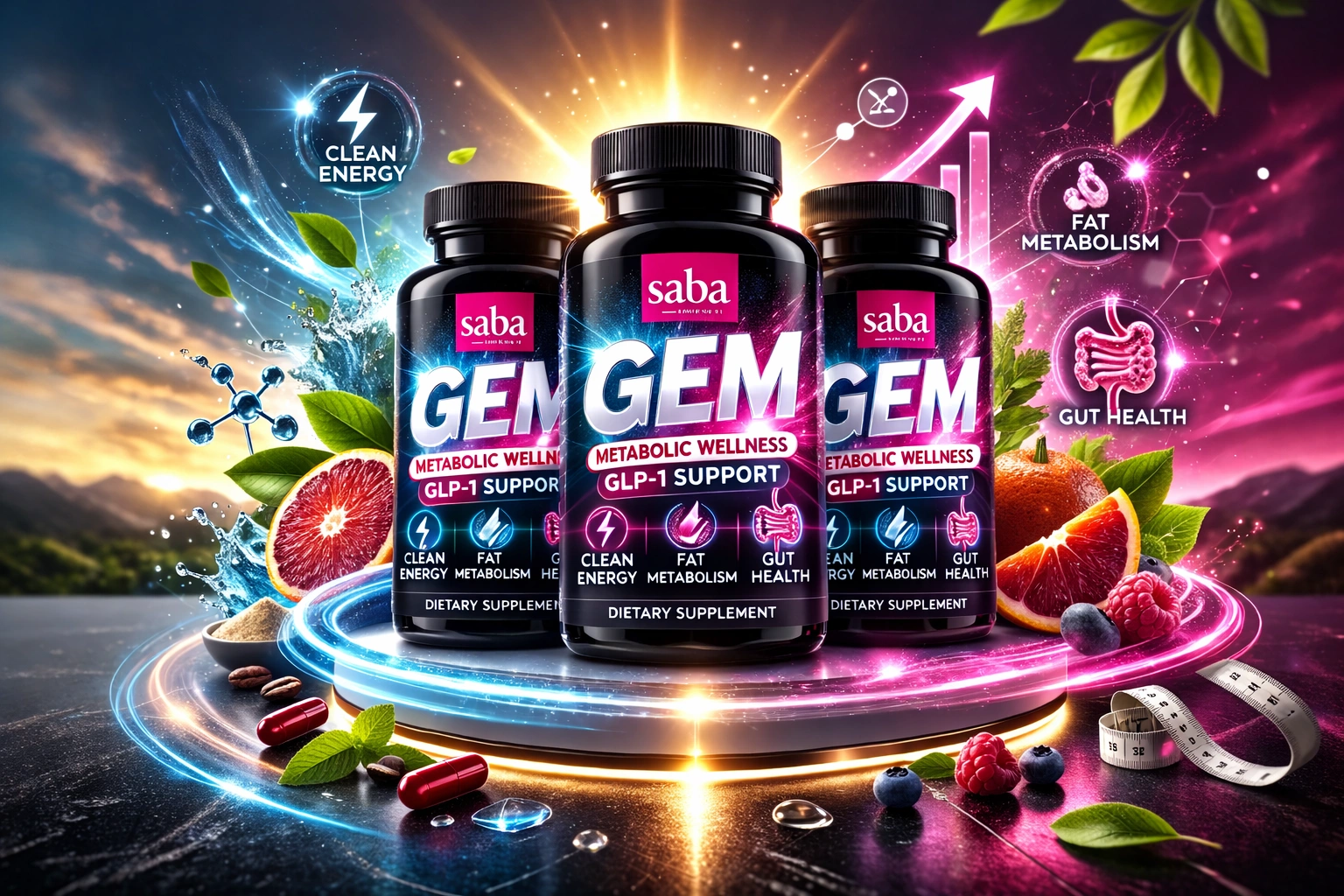 Saba GEM A Natural Metabolic Wellness GLP-1 Supplement for Energy & Gut Health
